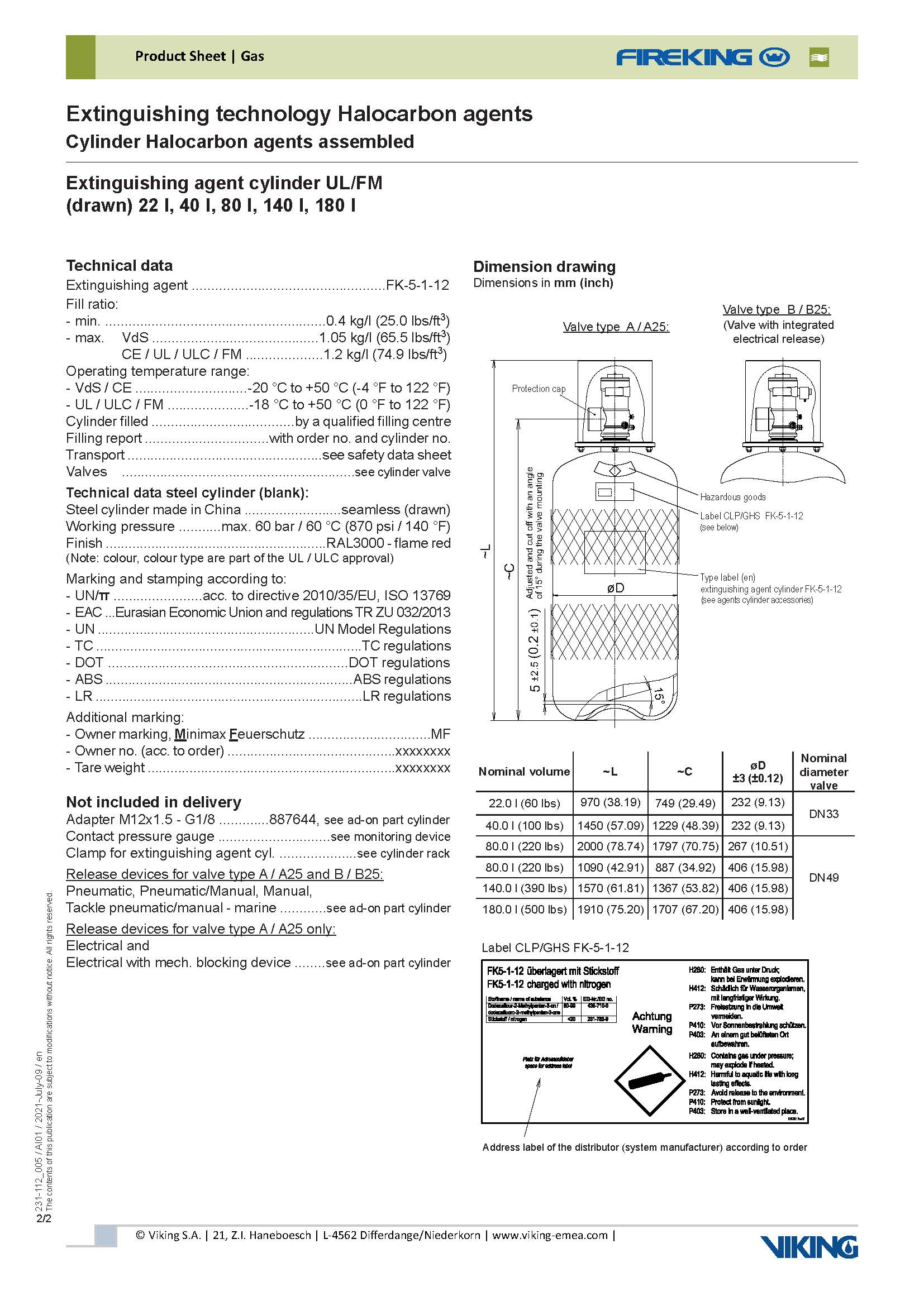 FM200 System HFC-227EA Gas, Mfg.: Viking USA - Image 4